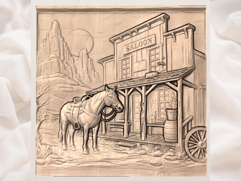 Wild West Saloon STL Relief view 3