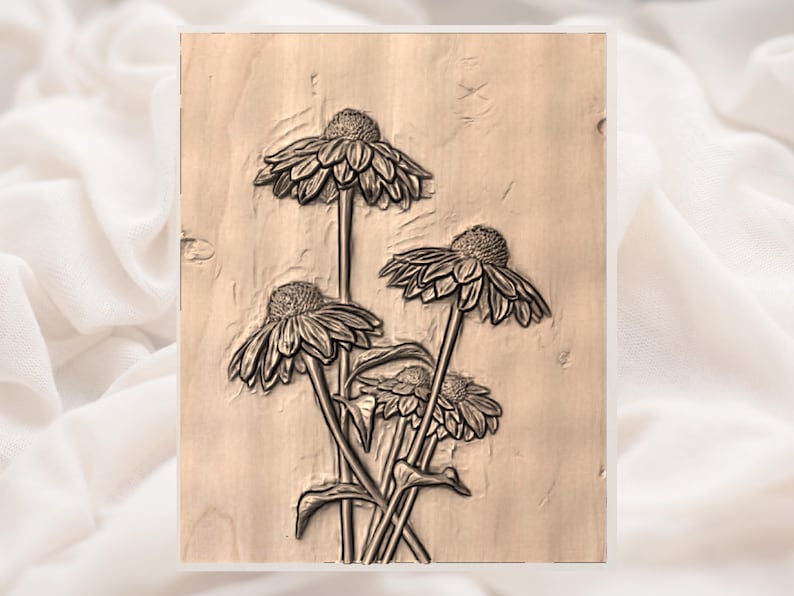 Wildflower 3D Relief STL view 2