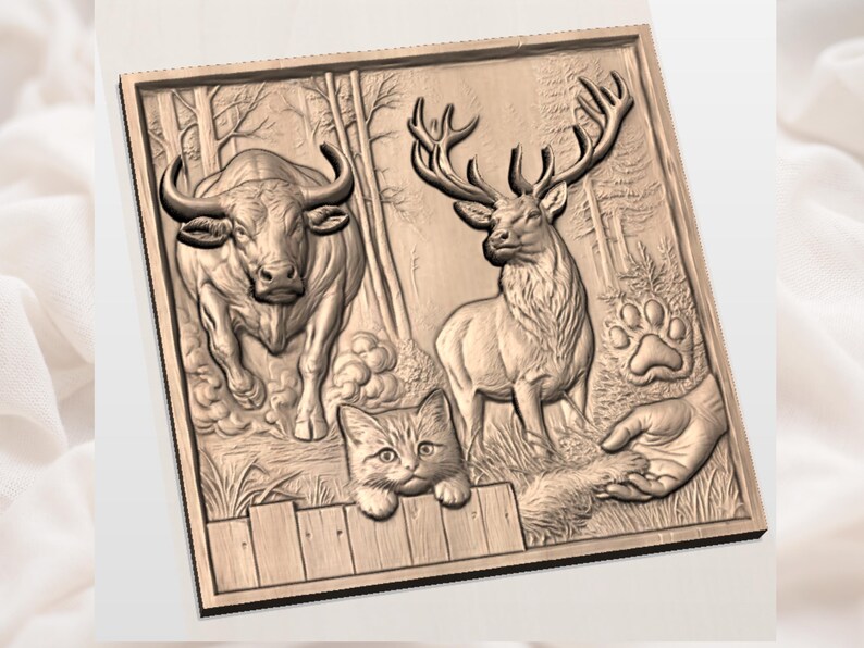 Wildlife Forest 3D Relief STL view 3