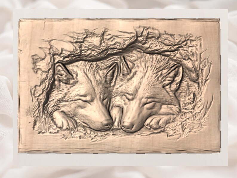 Wolf Couple 3D STL File view 2