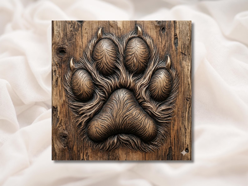 Wolf Paw Print 3D Relief STL bas-relief STL