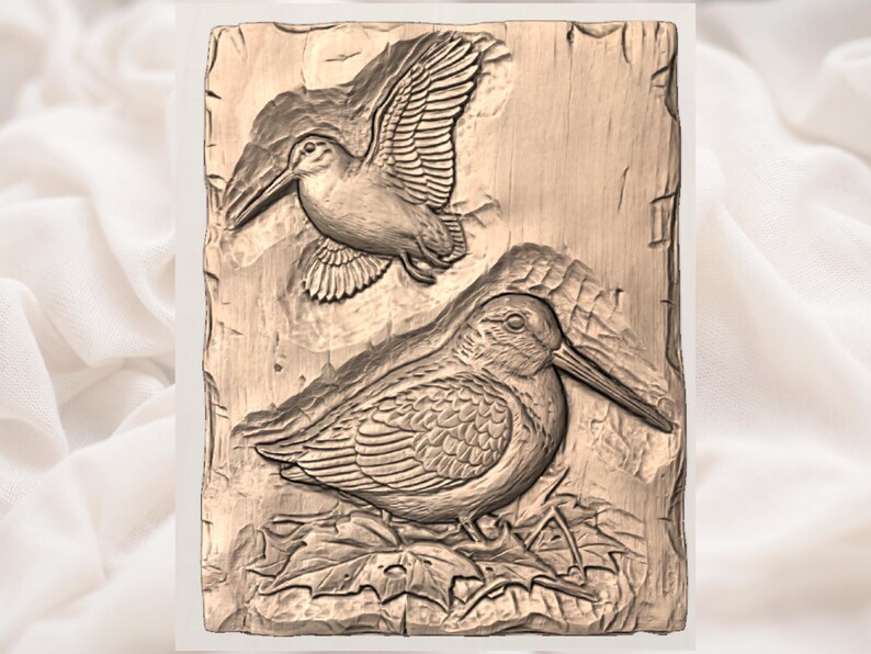 Woodcock Bird 3D Relief STL File view 2
