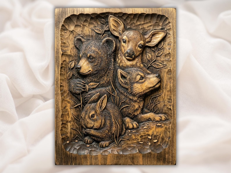 Woodland Baby Animals 3D Bas Relief STL bas-relief STL design
