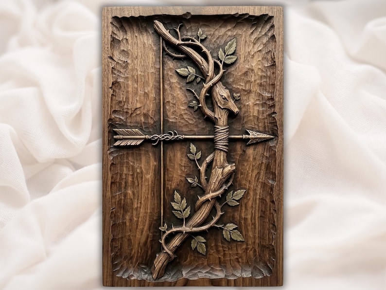 Woodland Deer Cross STL bas-relief STL design