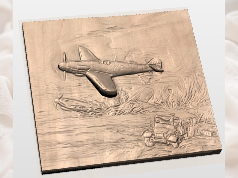 WW2 Air Battle 3D Relief STL File view 2