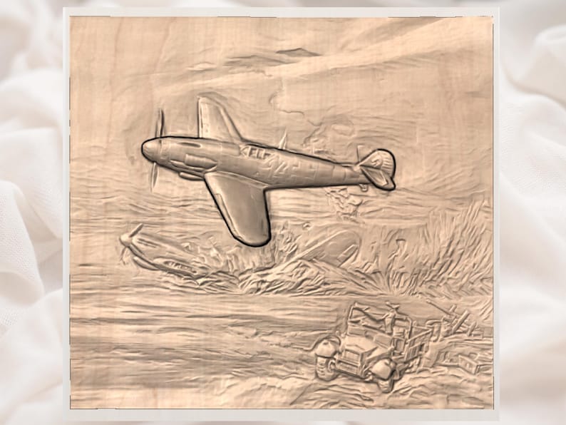 WW2 Air Battle 3D Relief STL File view 3