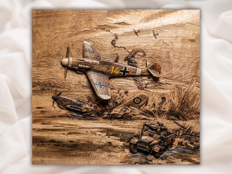 WW2 Air Battle 3D Relief STL File bas-relief STL design