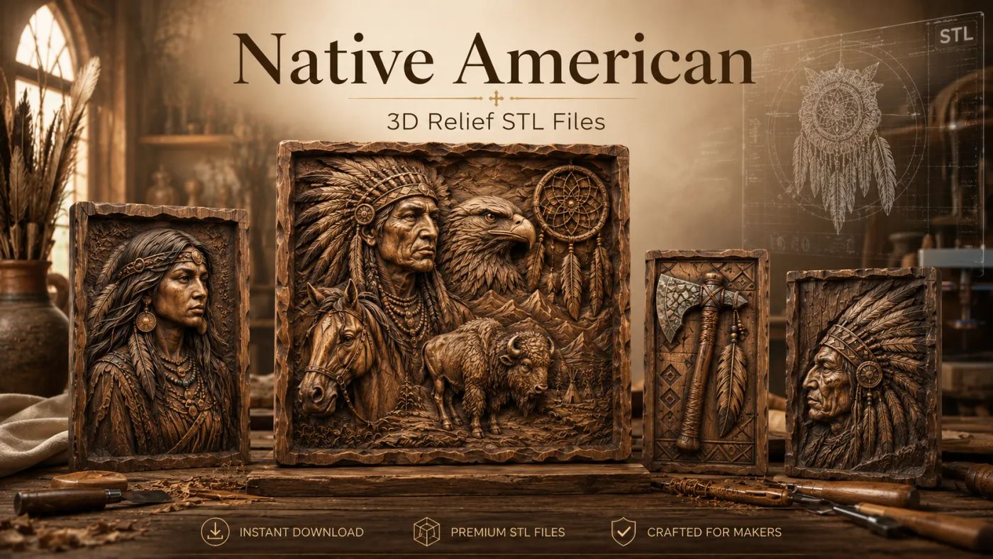 Native American relief carvings, a selection of designs from this collection