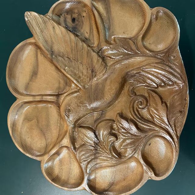 Hummingbird Serving Tray STL File for CNC Router carved by Daniel