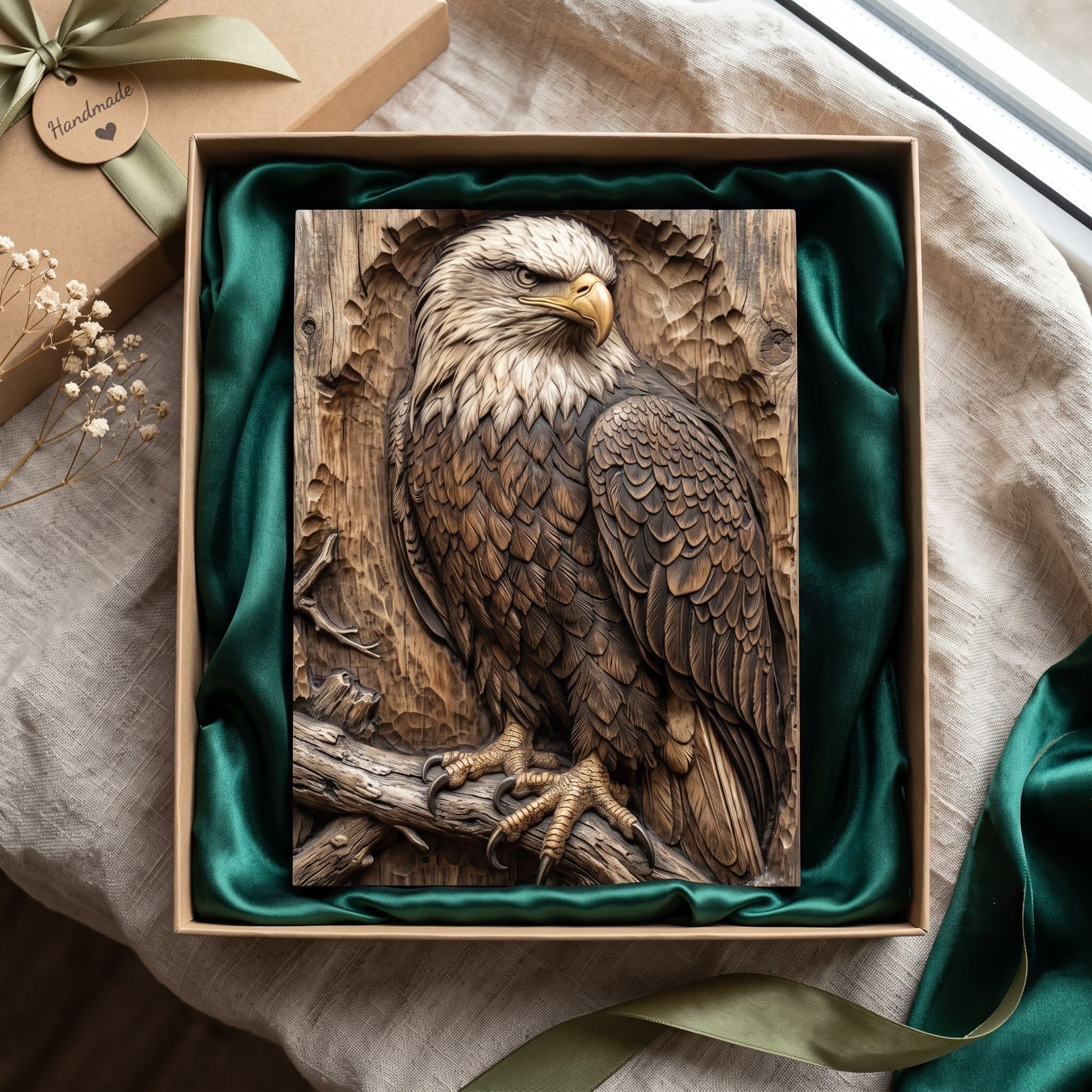 Perched Bald Eagle Bas-Relief STL for CNC and 3D Printing bas-relief STL — view 2