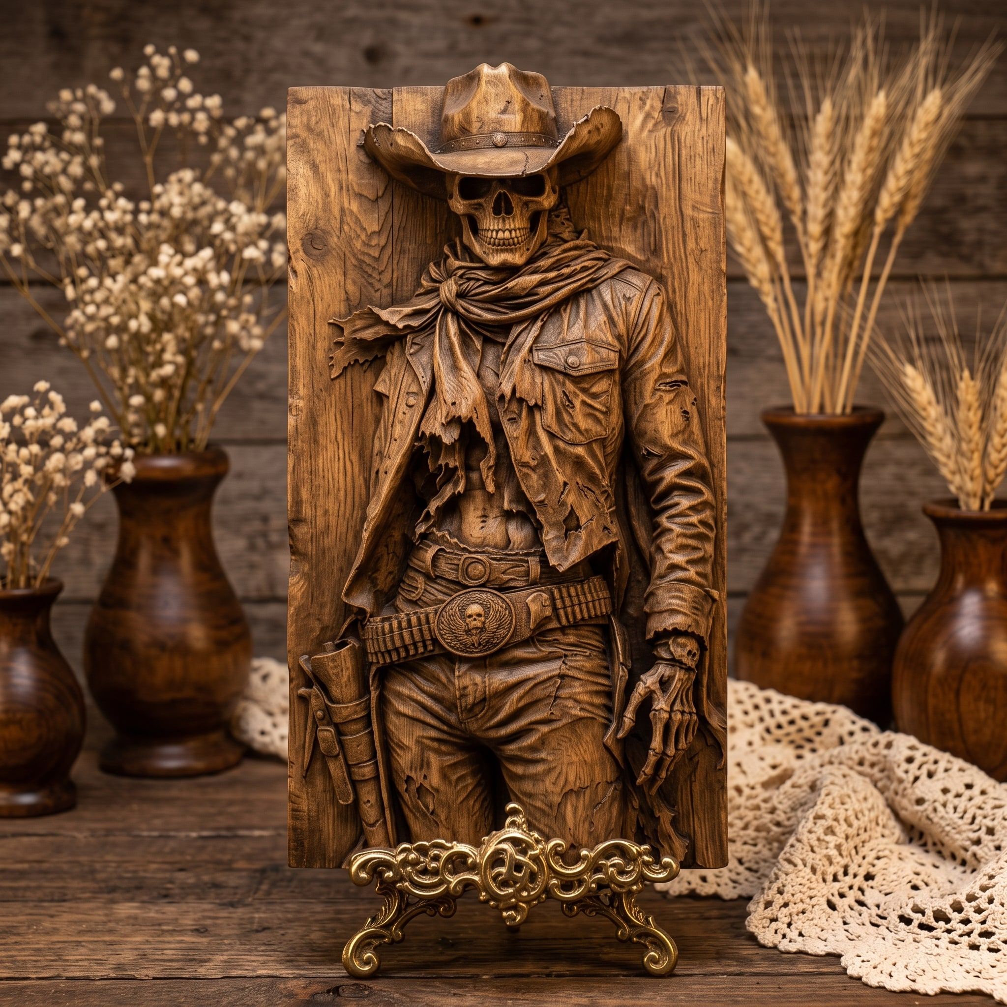 Undead Gunslinger Skeleton Cowboy Bas-Relief STL for CNC bas-relief STL — view 3