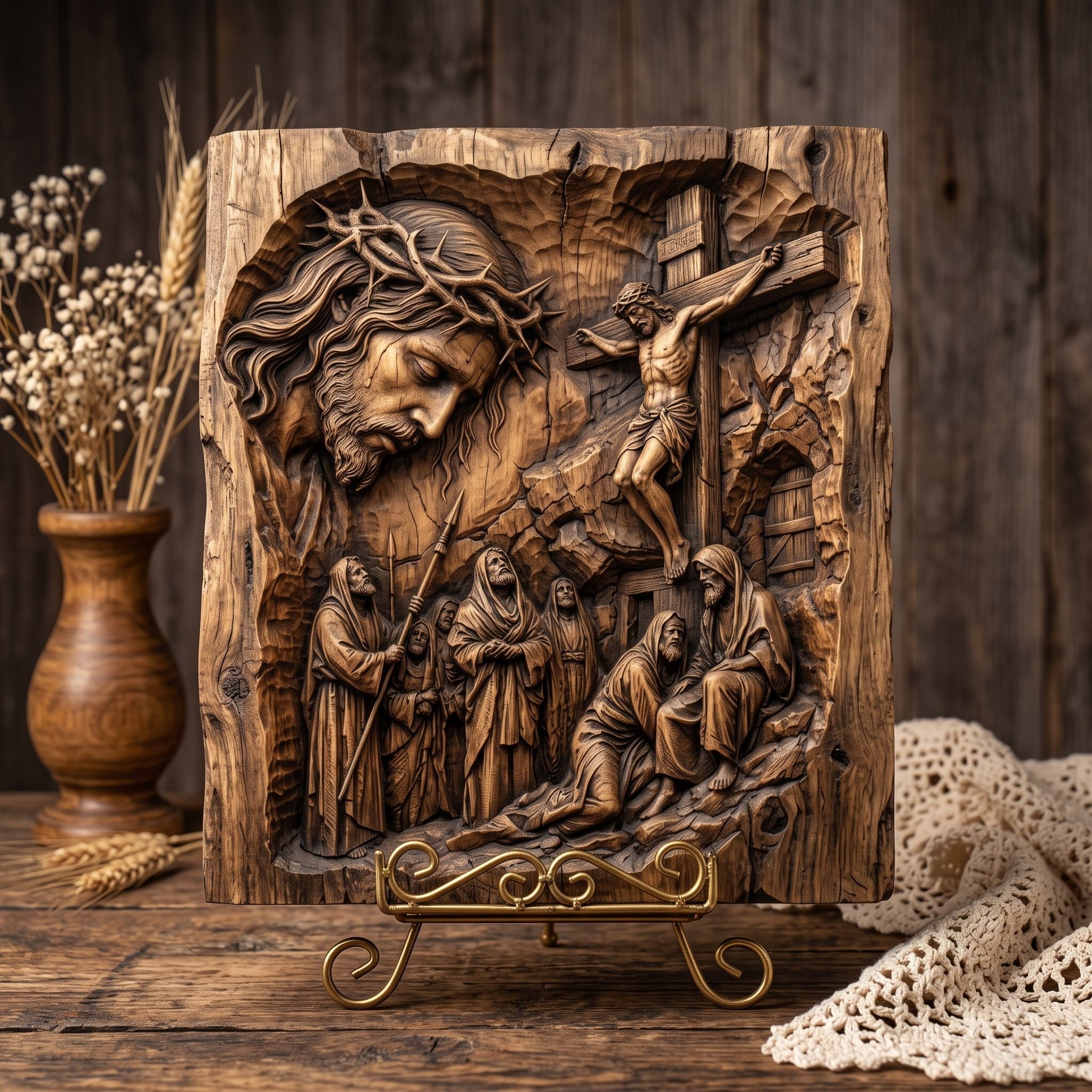 Crucifixion of Christ at Calvary Bas-Relief Scene STL bas-relief STL — view 3