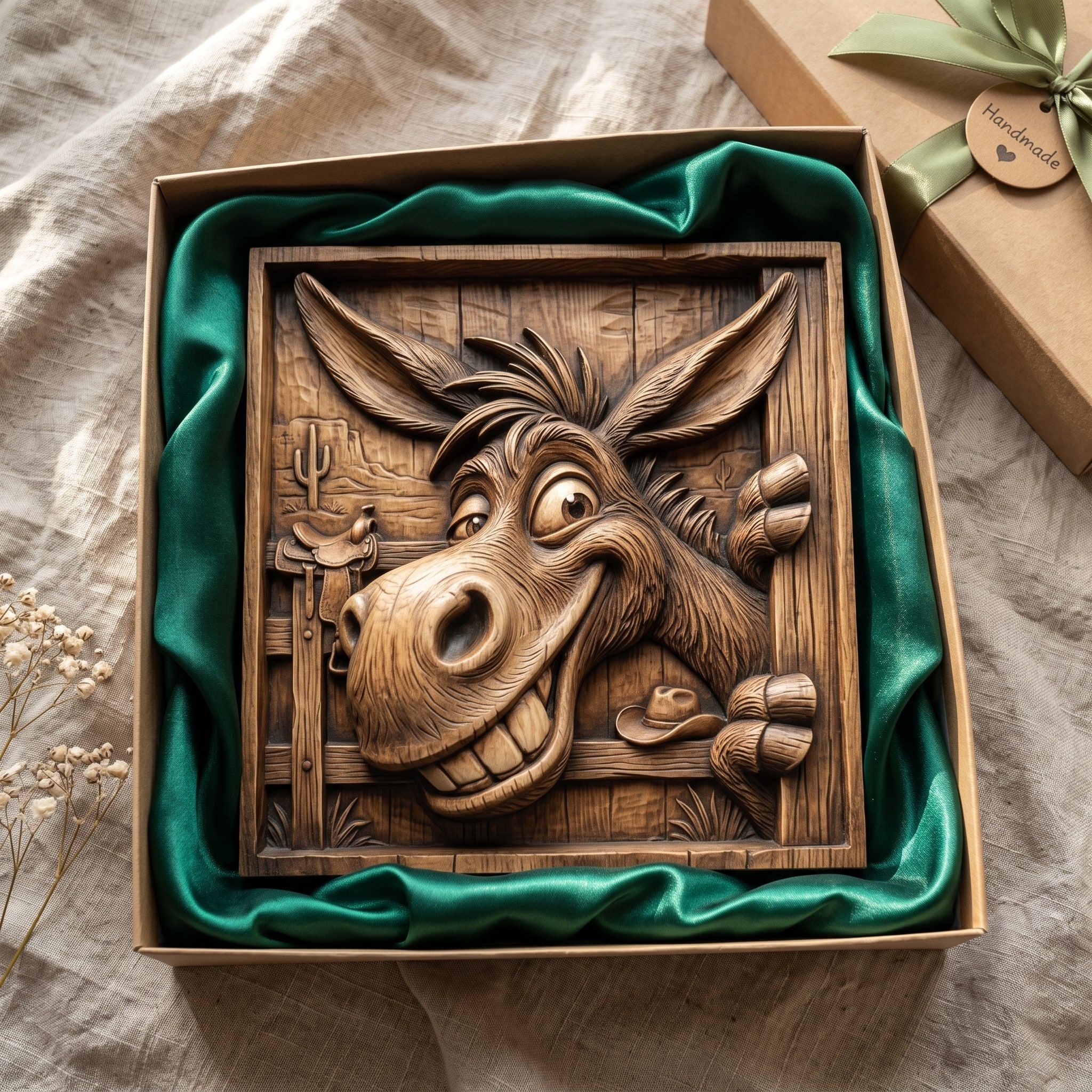 Grinning Cowboy Donkey 3D Relief STL for CNC and 3D Printing bas-relief STL — view 2