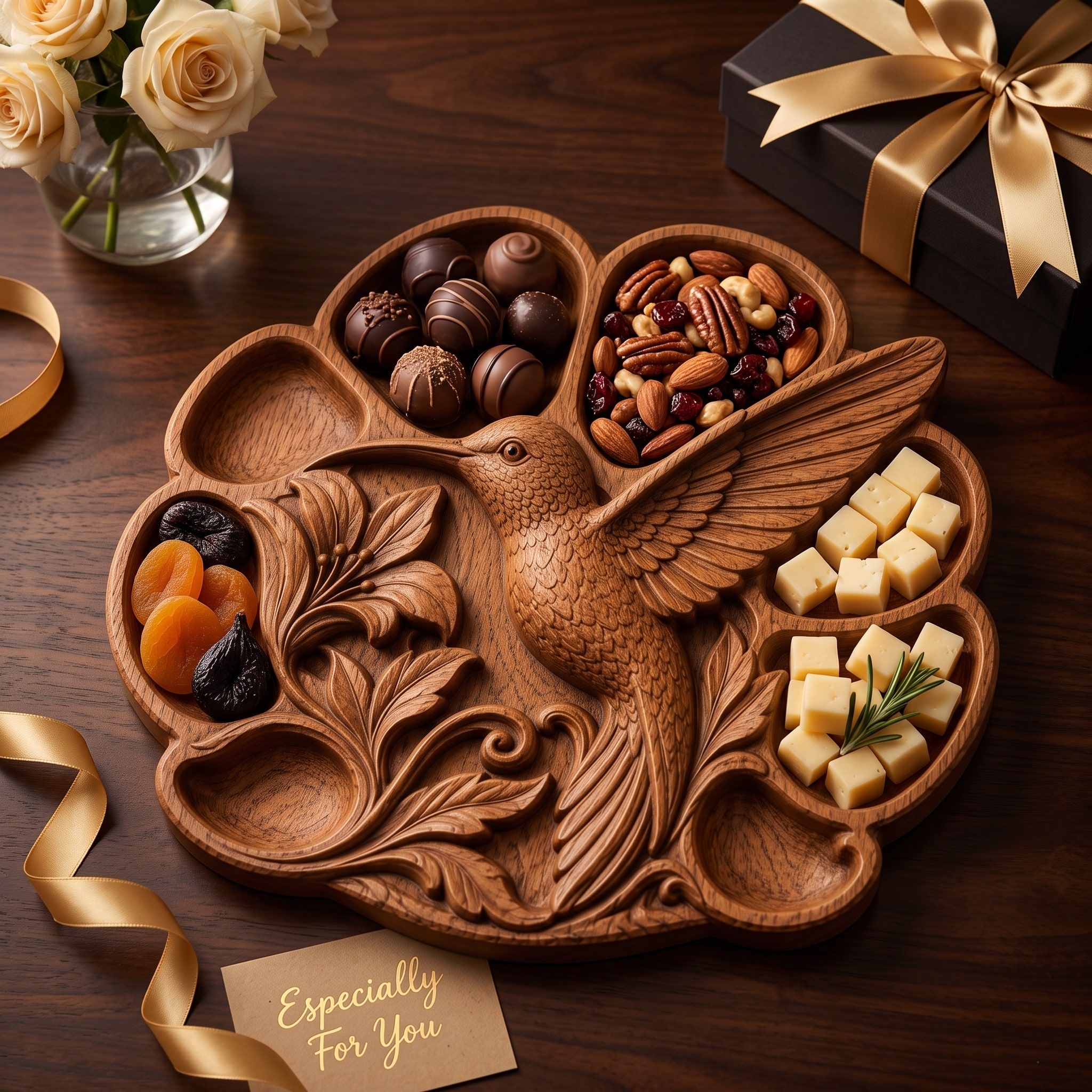 Hummingbird Serving Tray STL File for CNC Router bas-relief STL — view 3