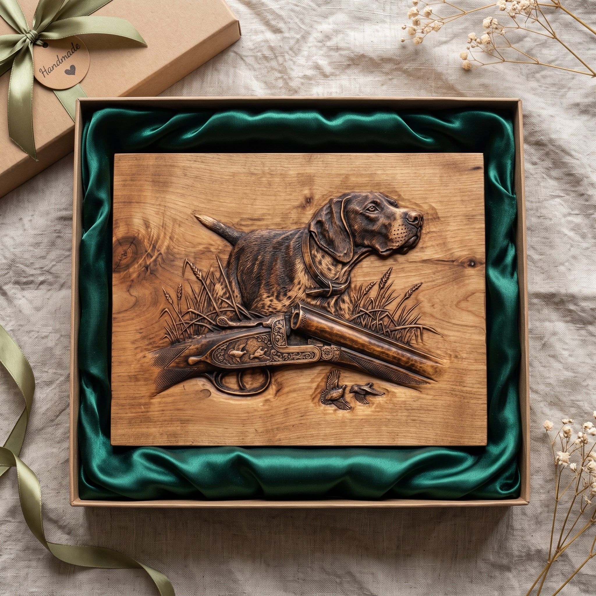 Pointer & Engraved Shotgun Hunting Bas-Relief STL bas-relief STL — view 2