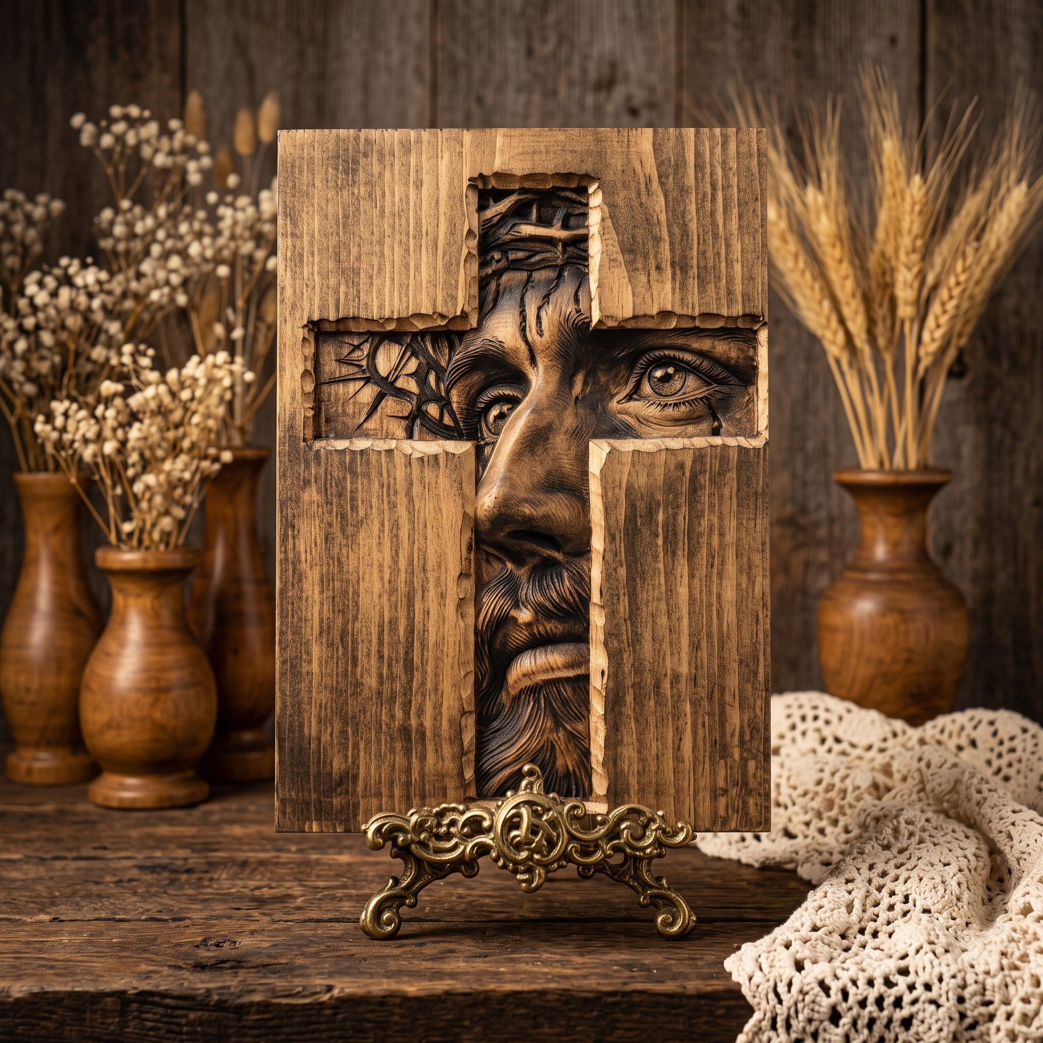 Face of Christ Revealed Through a Cross Bas-Relief STL bas-relief STL — view 3