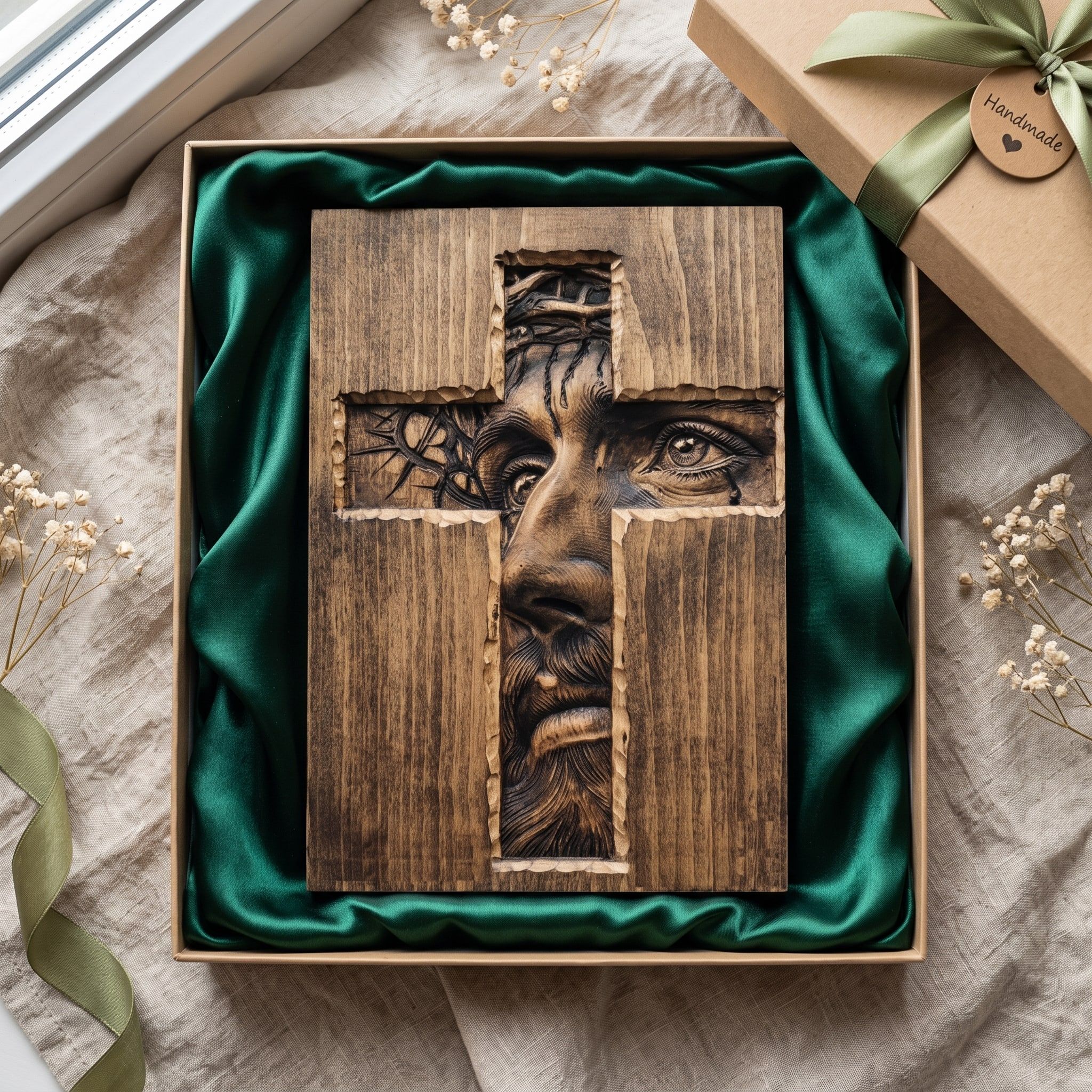 Face of Christ Revealed Through a Cross Bas-Relief STL bas-relief STL — view 2