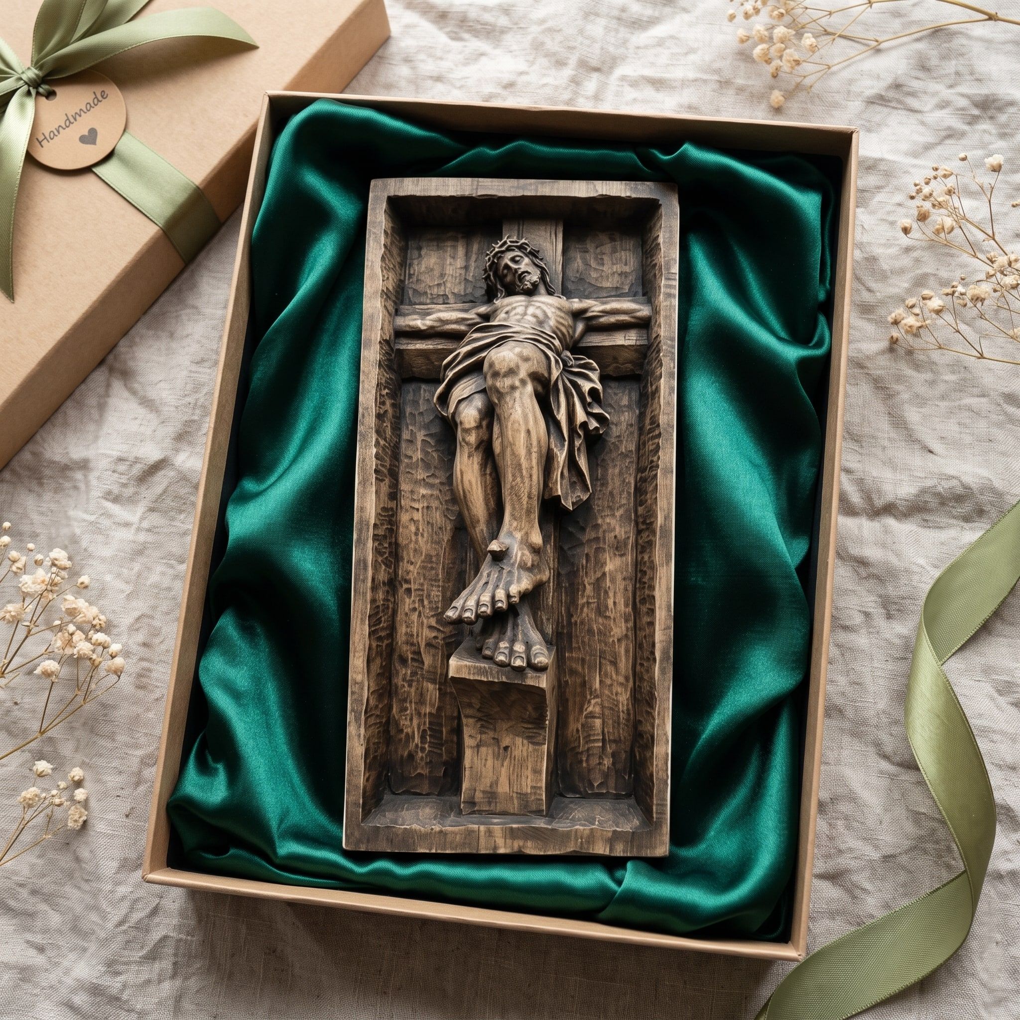 Crucified Christ Bas-Relief Panel with Crown of Thorns STL bas-relief STL — view 2