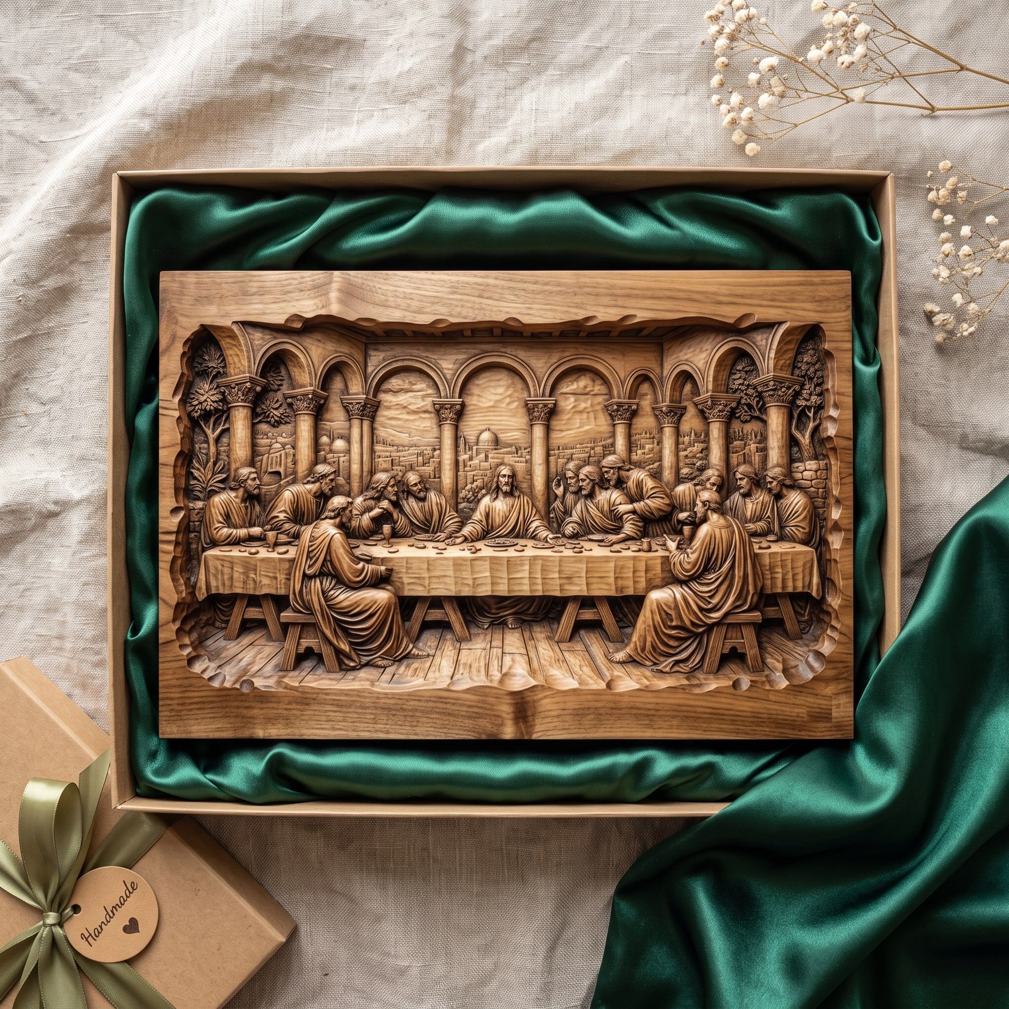 The Last Supper Bas-Relief STL with Arched Jerusalem Backdrop bas-relief STL — view 2