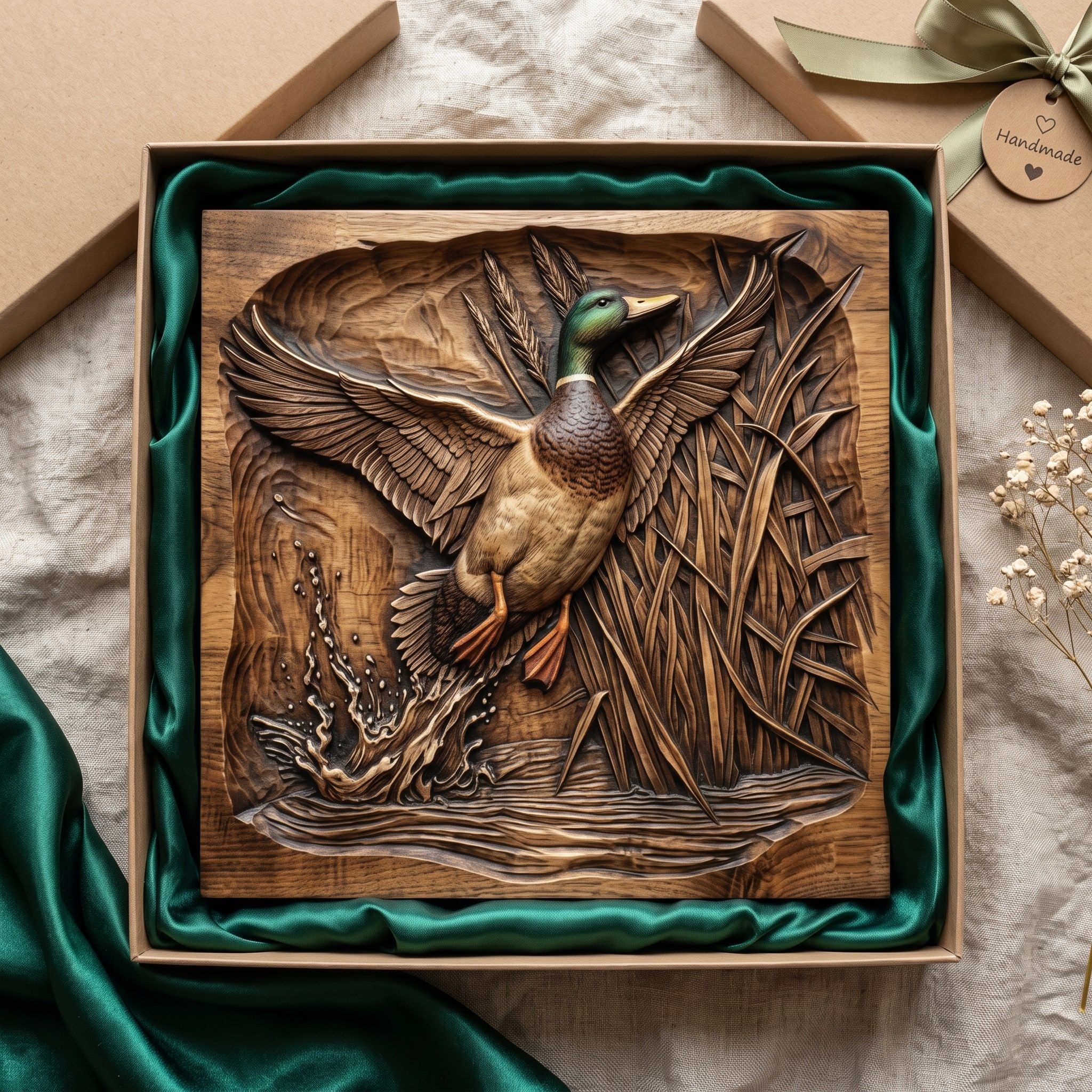 Mallard Duck Landing on Water Bas-Relief STL Carving File bas-relief STL — view 2