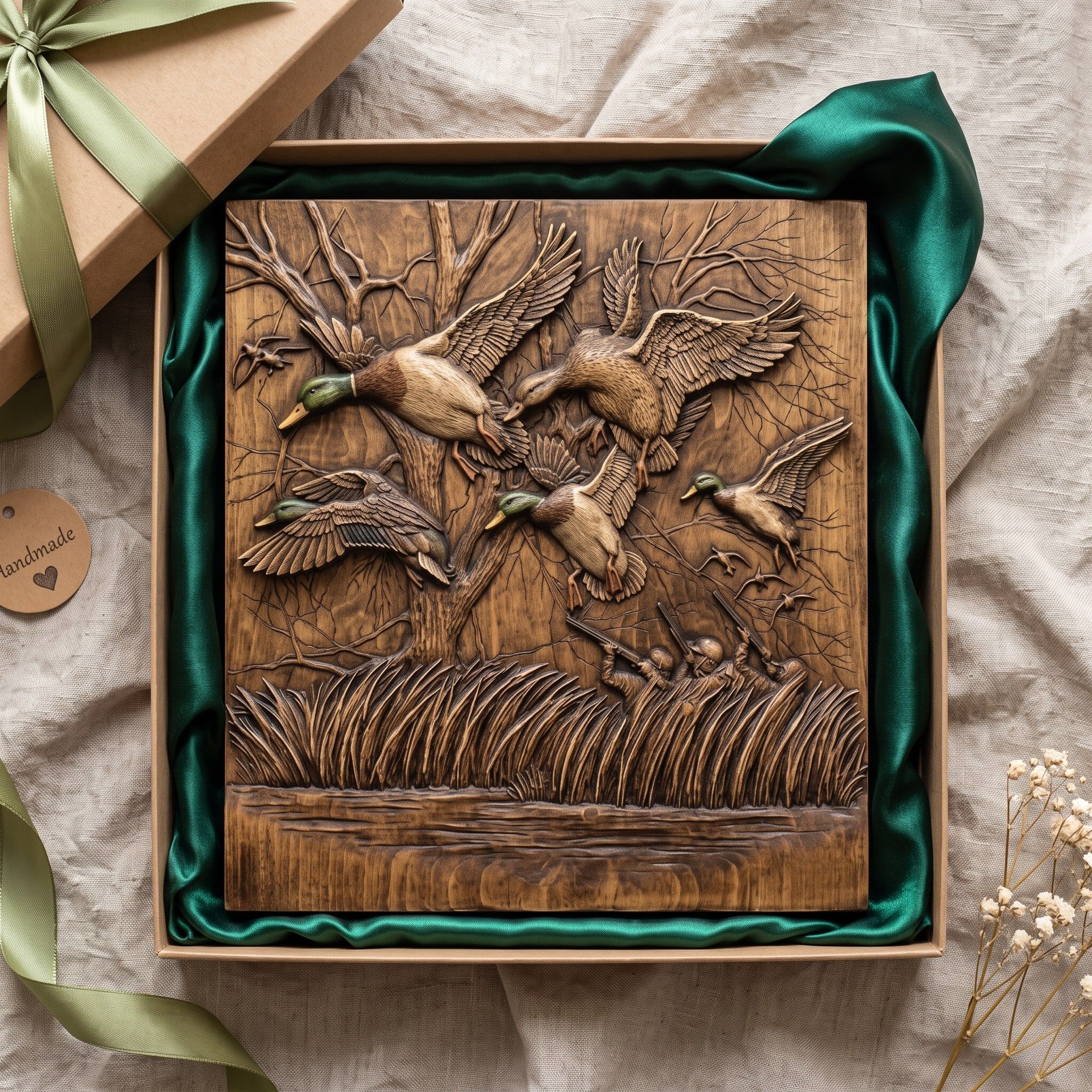 Mallard Ducks Flushing Over the Marsh Bas-Relief STL bas-relief STL — view 2
