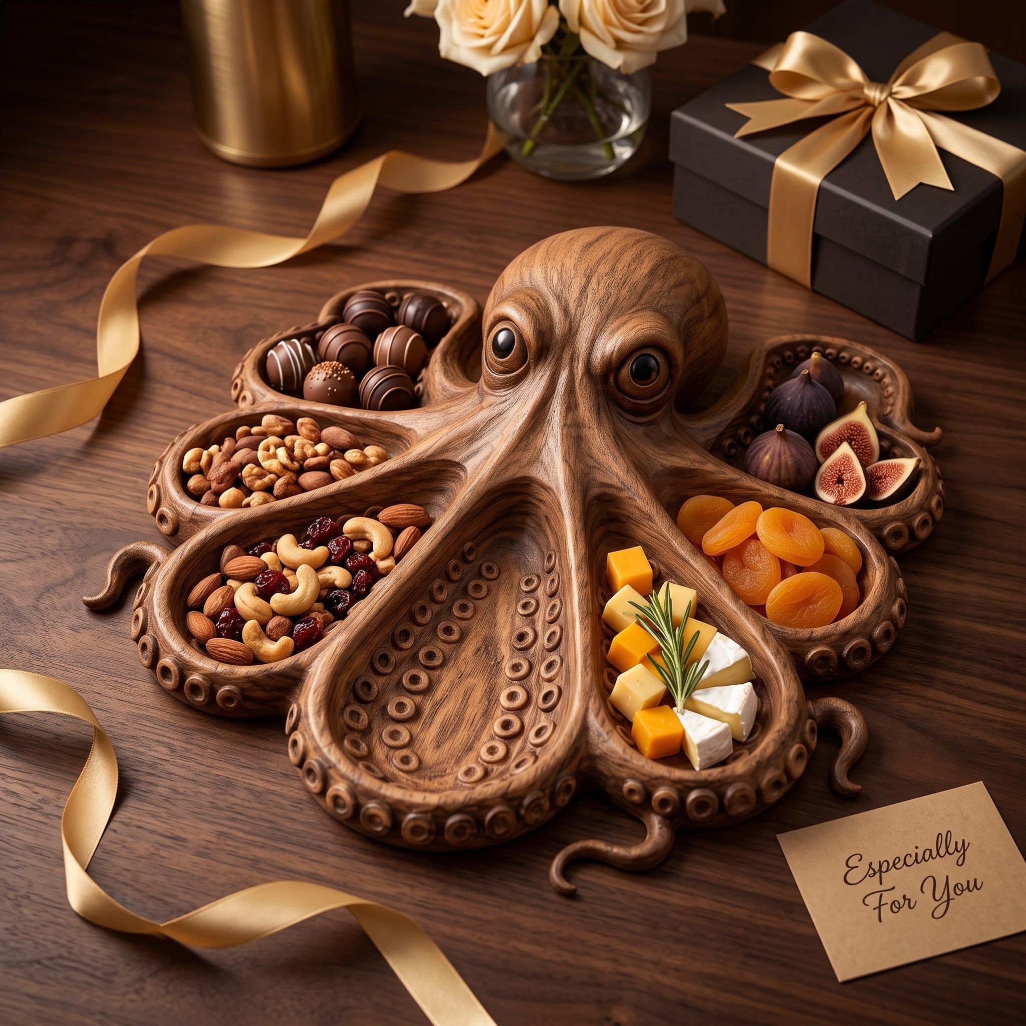 Octopus Serving Tray with Eight Tentacle Wells STL Relief bas-relief STL — view 3