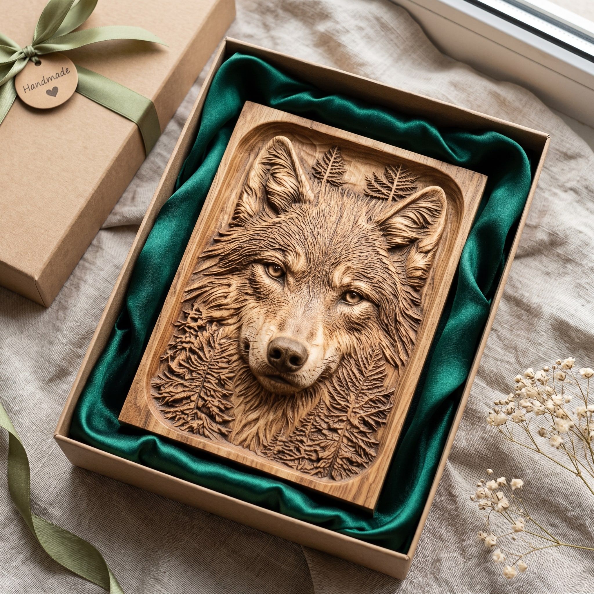Wolf Face in the Pines Bas-Relief STL for CNC Carving bas-relief STL — view 2