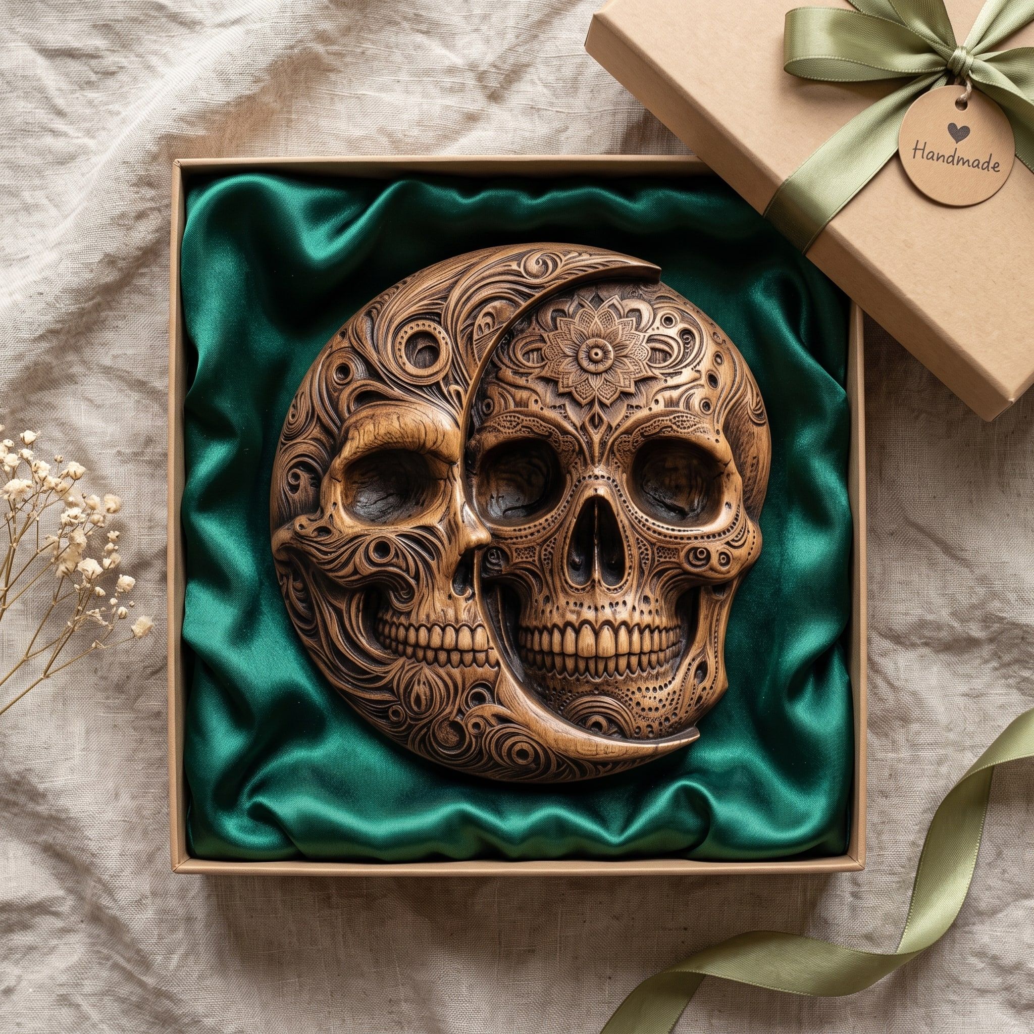 Crescent Moon Sugar Skull Bas-Relief STL for CNC Carving bas-relief STL — view 2