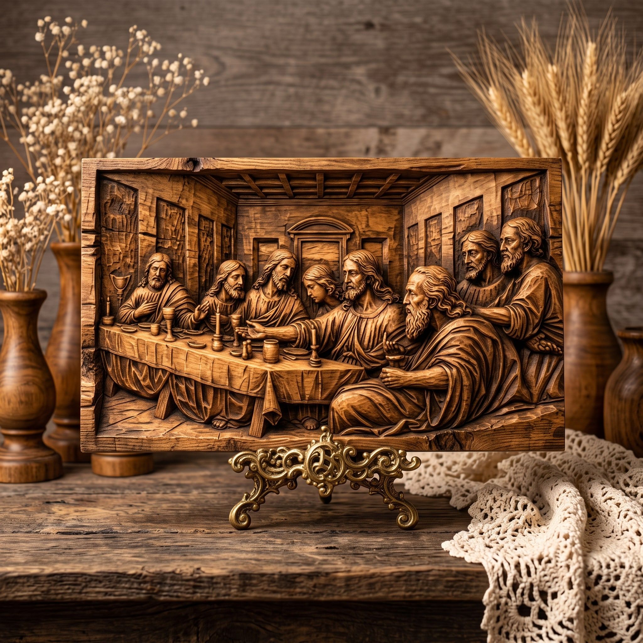 The Last Supper Bas-Relief STL for CNC Carving and 3D Printing bas-relief STL — view 3