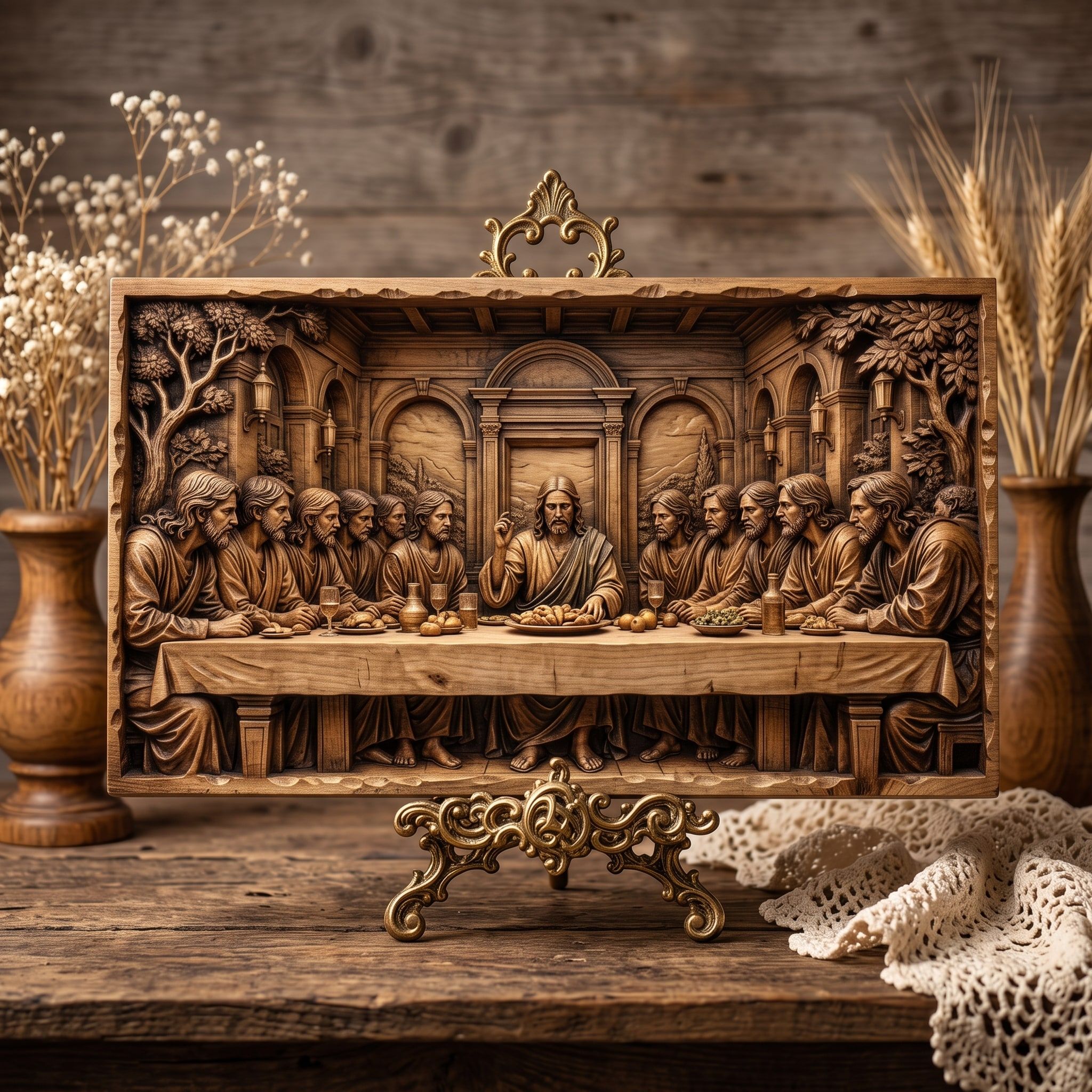 The Last Supper Bas-Relief STL: Jesus and the Twelve Apostles bas-relief STL — view 3