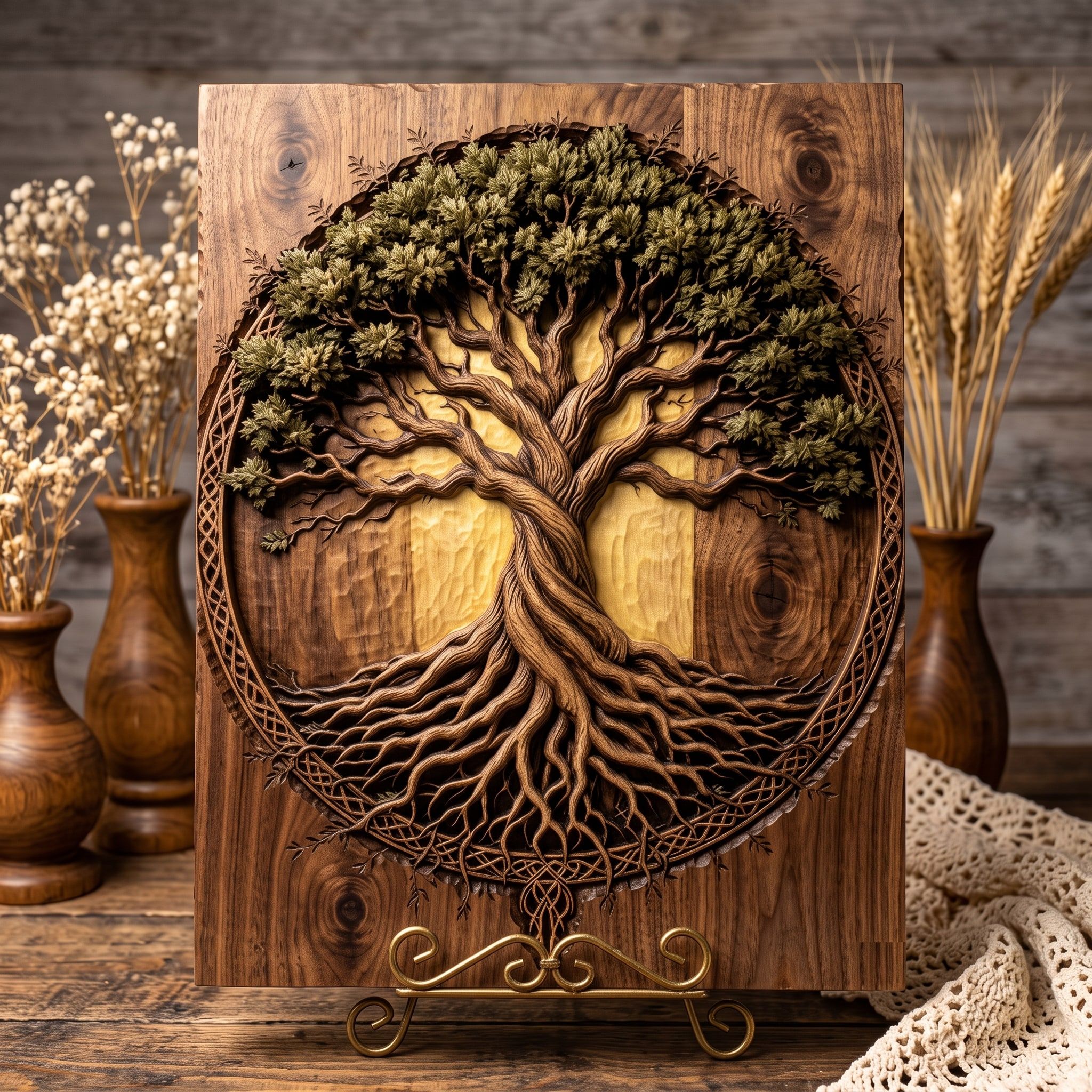Yggdrasil Tree of Life Bas-Relief STL with Celtic Knot Border bas-relief STL — view 3