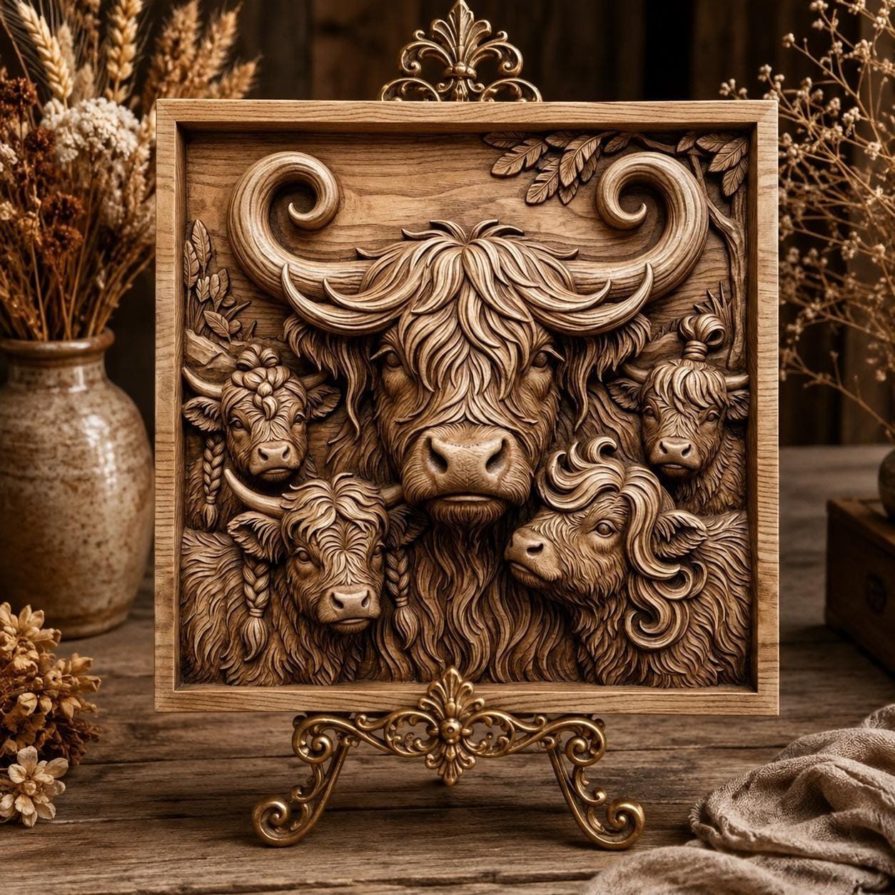 12 Highland Cow Mega Bundle CNC Relief STL bas-relief STL — view 11
