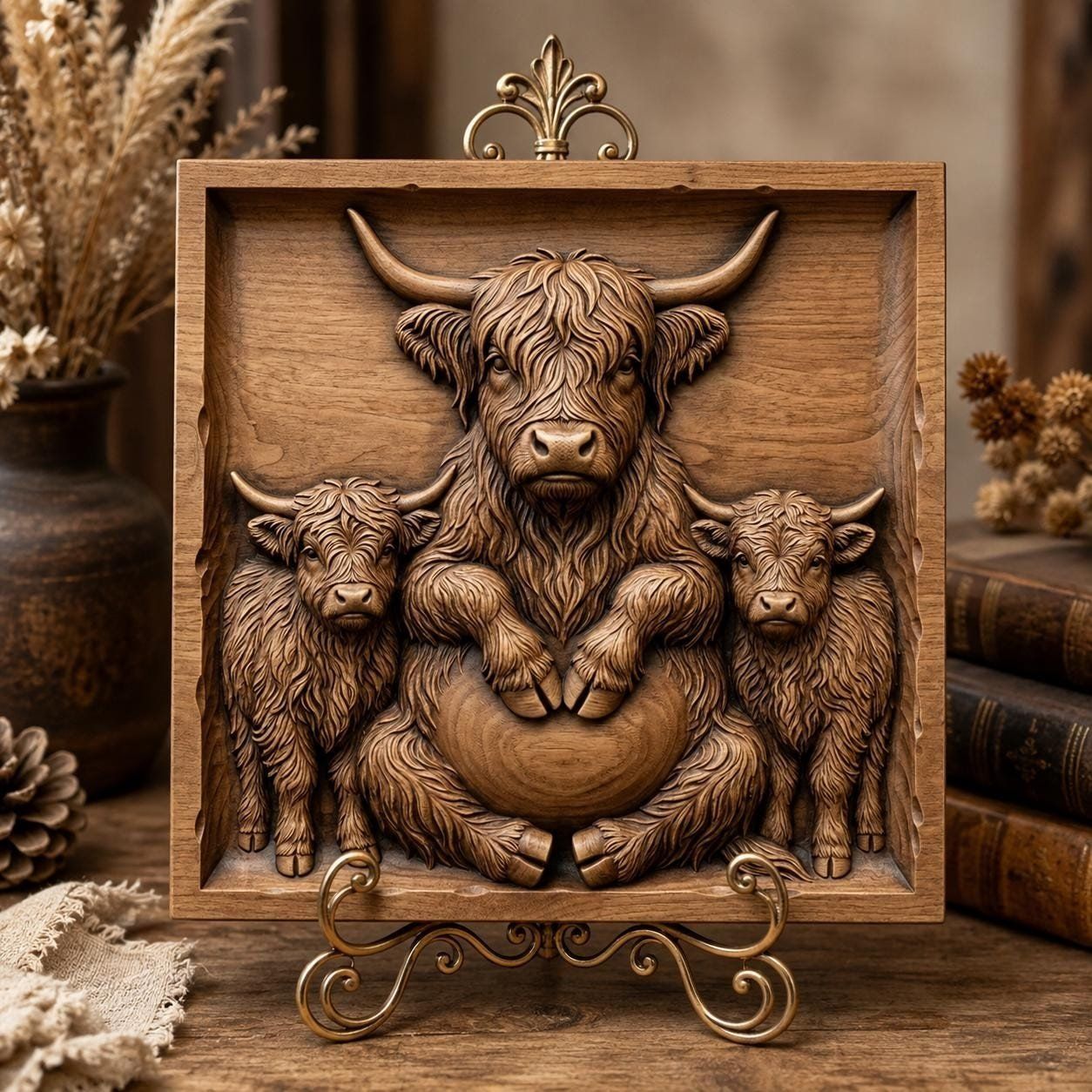 12 Highland Cow Mega Bundle CNC Relief STL bas-relief STL — view 7