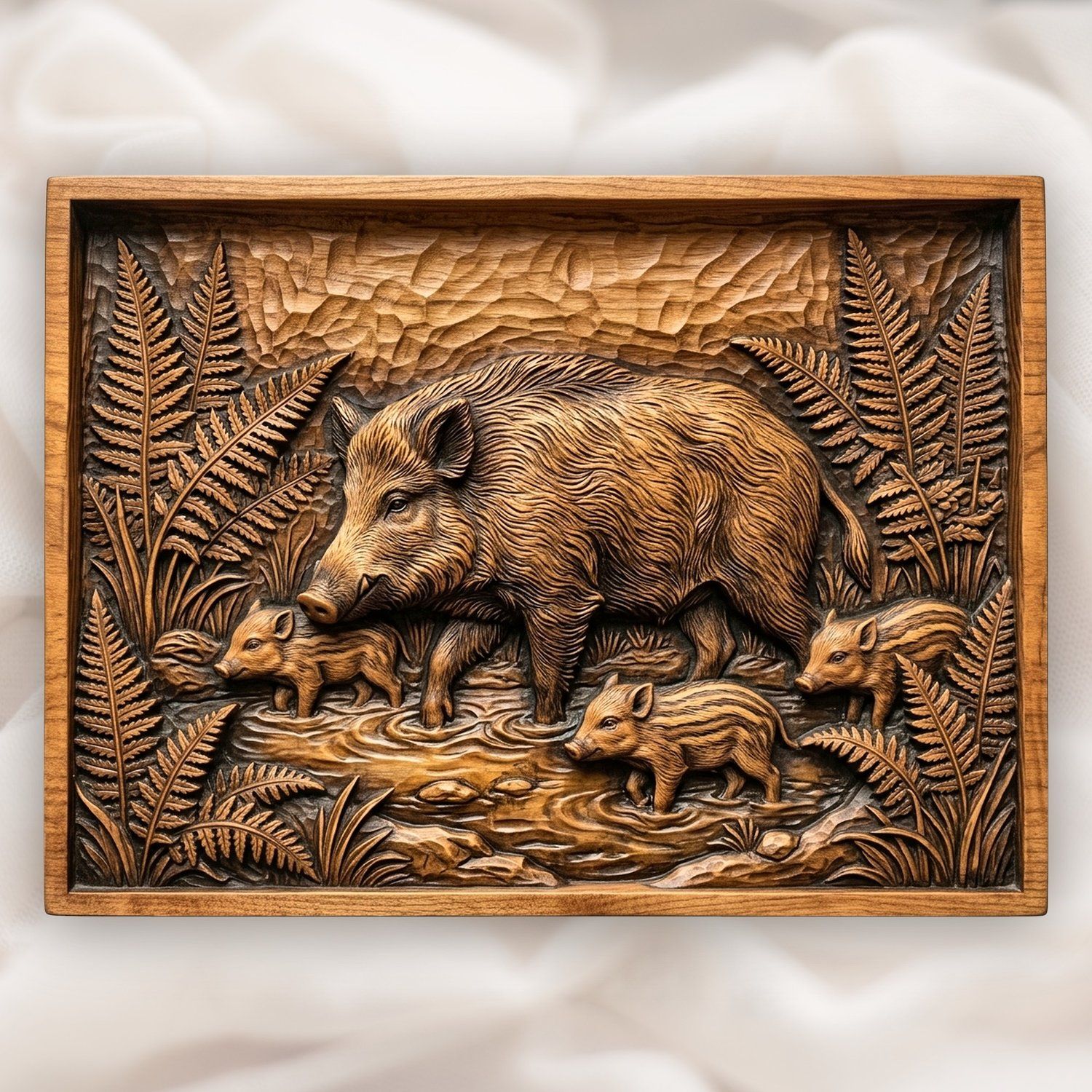 12 Wild Boar Forest Wildlife Mega Pack CNC Relief STL bas-relief STL — view 3