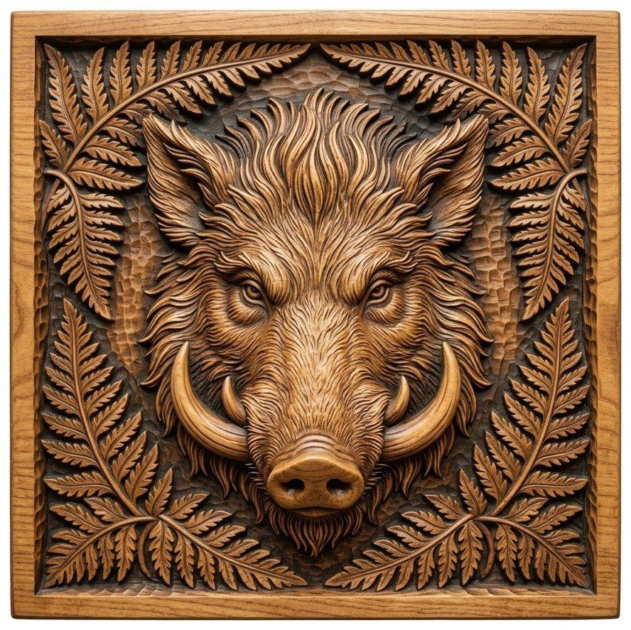12 Wild Boar Forest Wildlife Mega Pack CNC Relief STL bas-relief STL — view 6