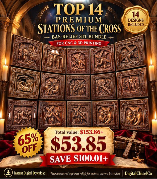 14 Stations of the Cross CNC Relief STL bas-relief STL design