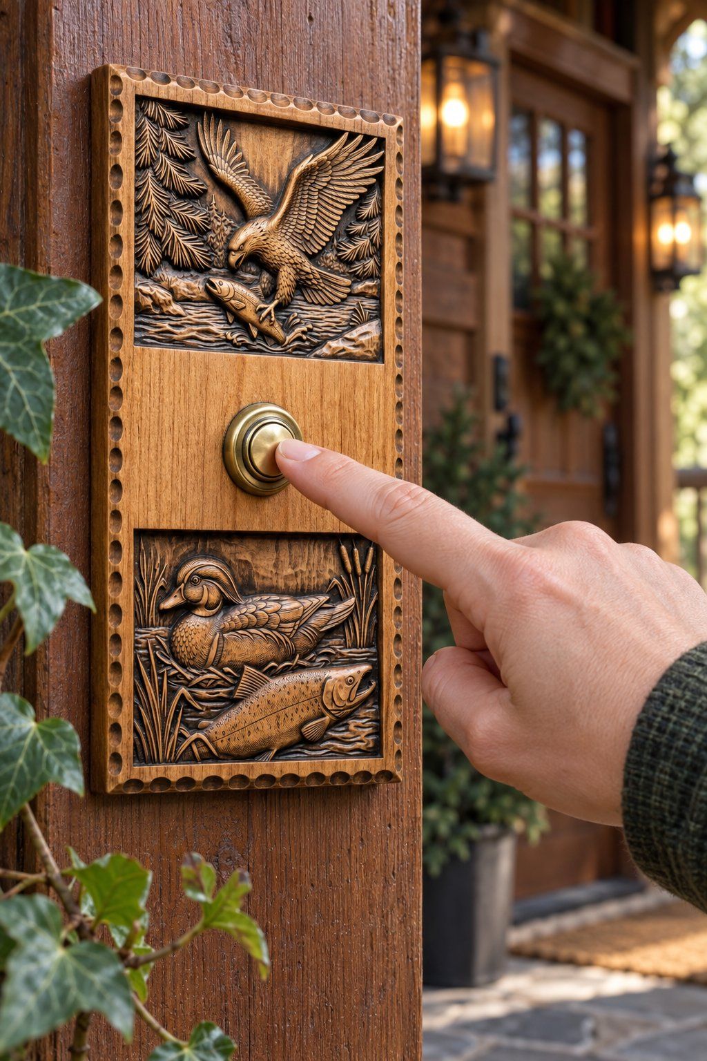 Doorbell plate Eagle Fishing and Duck River Wildlife CNC Relief STL bas-relief STL design