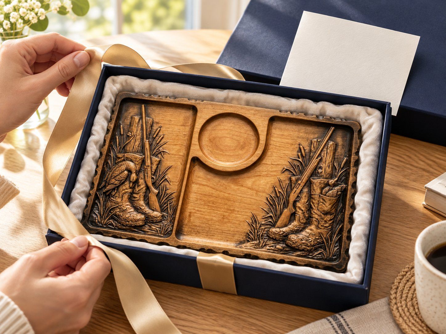 Duck Hunting Boots Shotgun Sofa Arm Tray Top CNC Relief STL bas-relief STL — view 10
