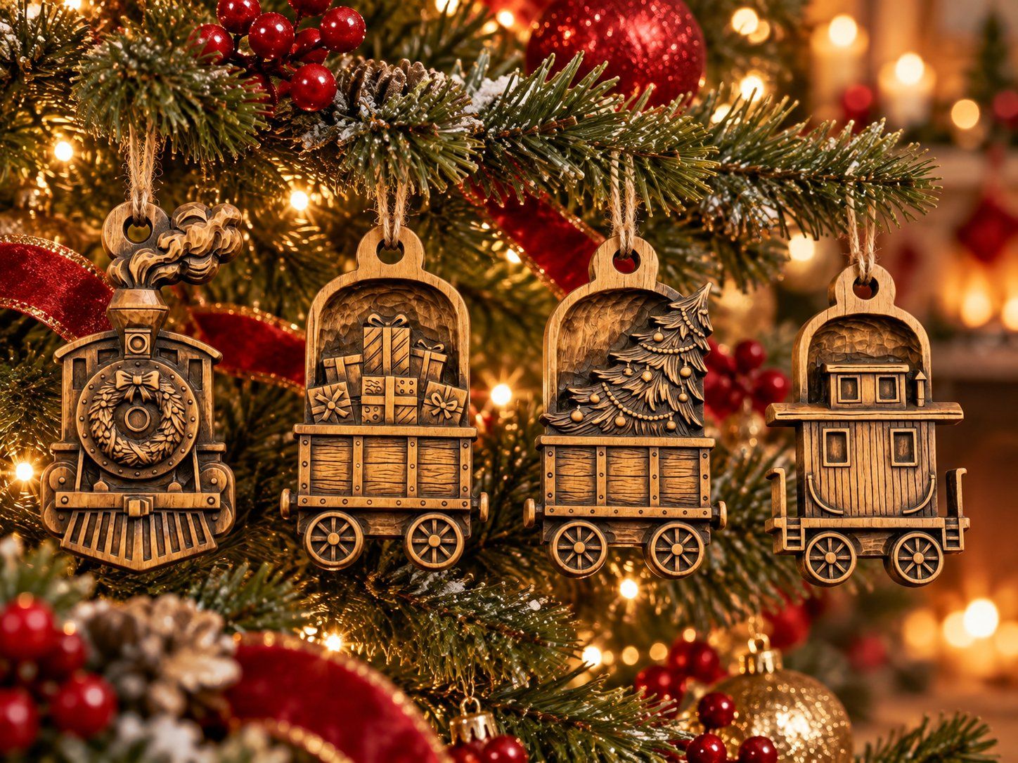Christmas Train Ornaments CNC Relief STL bas-relief STL — view 2