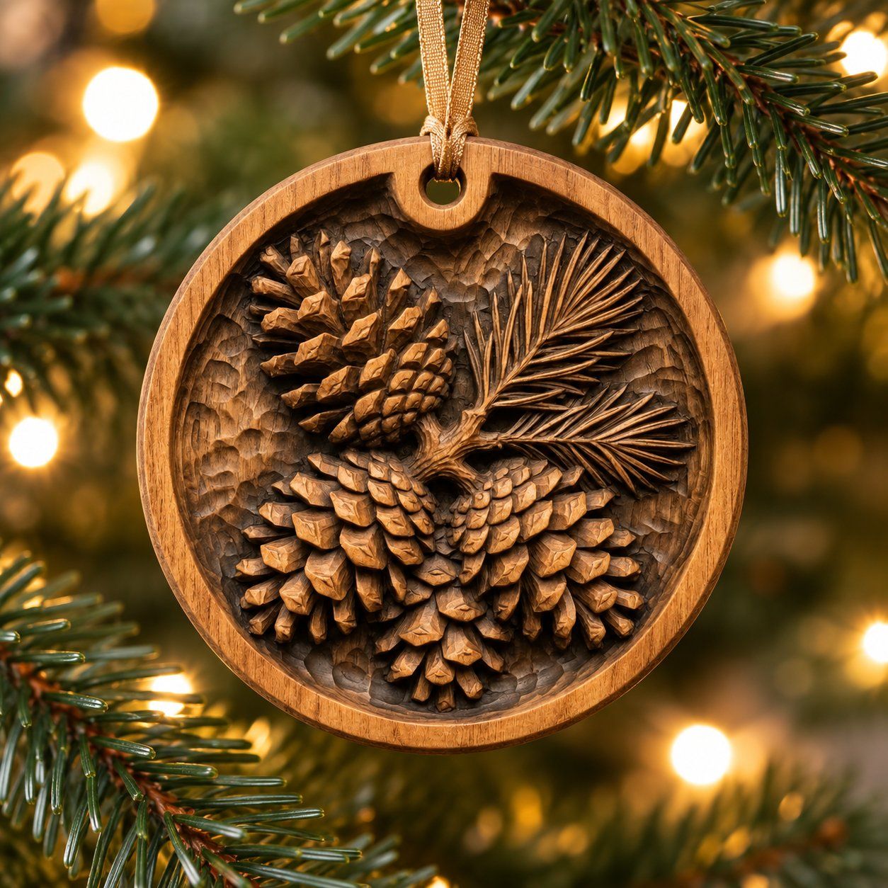 Rustic Pinecone Ornament CNC Relief STL | Woodland Nature Decor | Christmas Wood Carving Pattern — carved bas relief STL file for CNC