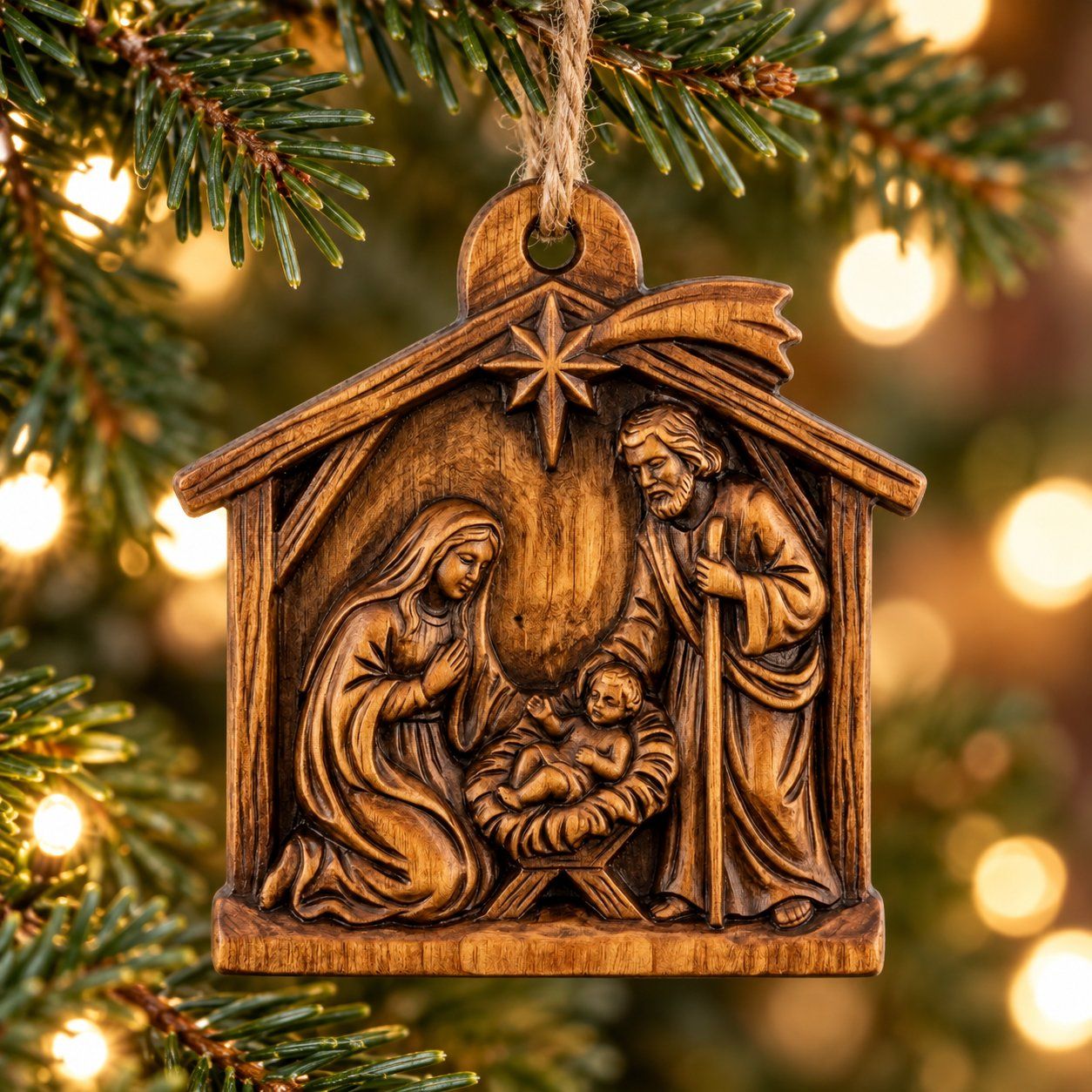 Christmas Tree  Ornament Holy Family Nativity CNC Relief STL bas-relief STL design