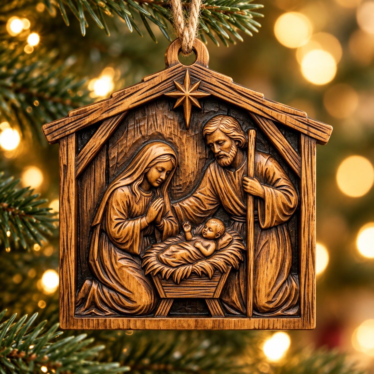 Holy Family Christmas Nativity Ornament CNC Relief STL bas-relief STL design