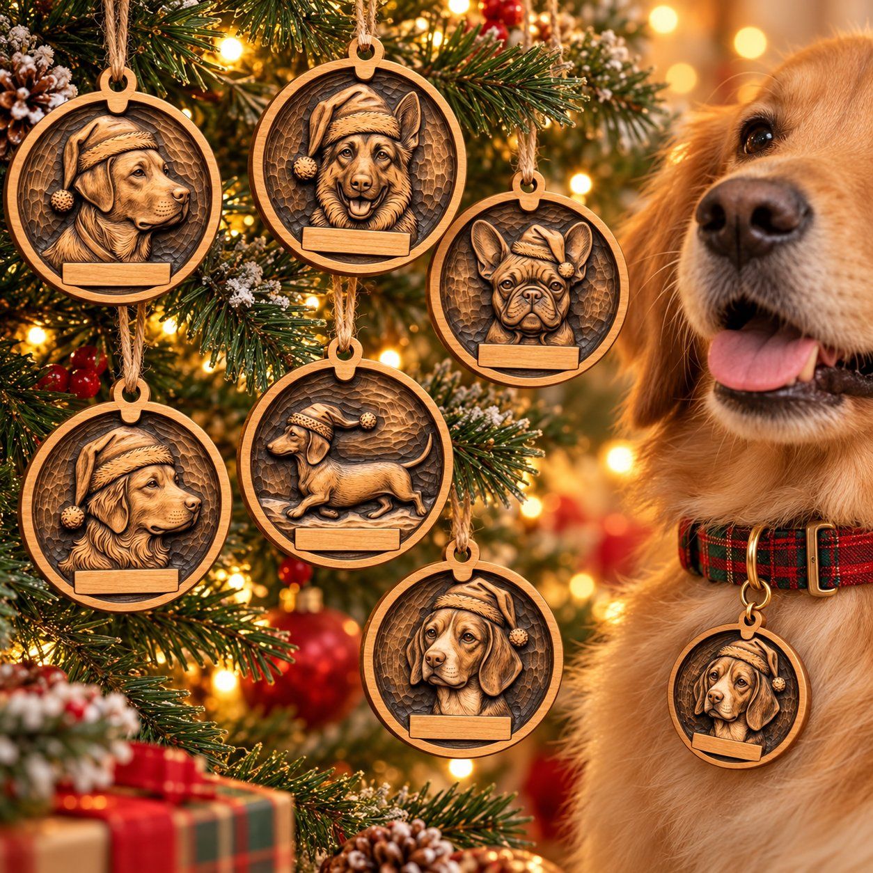 Christmas Dog Breed Ornament Set CNC Relief STL bas-relief STL design