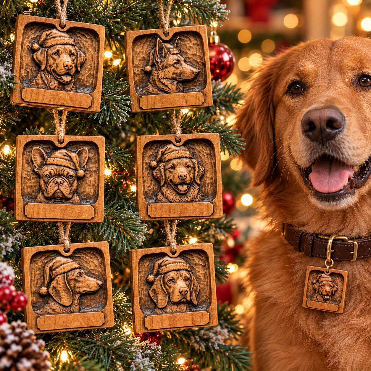 Christmas Tree Dog Ornaments CNC Relief STL bas-relief STL design