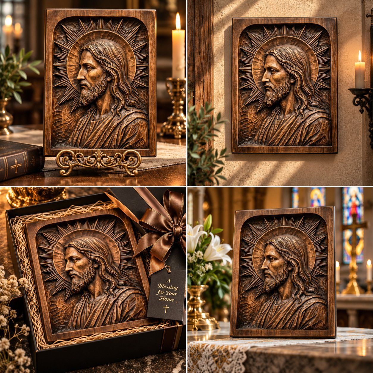 Jesus Christ Radiant Halo Wall Panel CNC Relief STL bas-relief STL — view 12