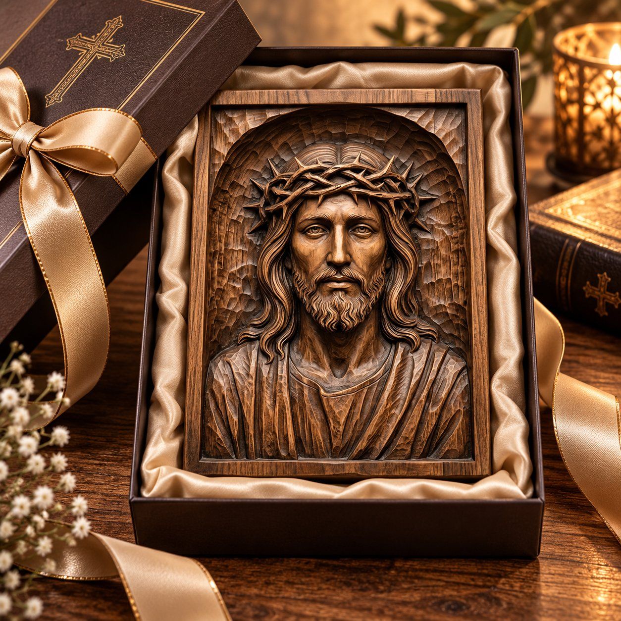 Jesus Christ Crown of Thorns Sacred Panel CNC Relief STL bas-relief STL — view 4