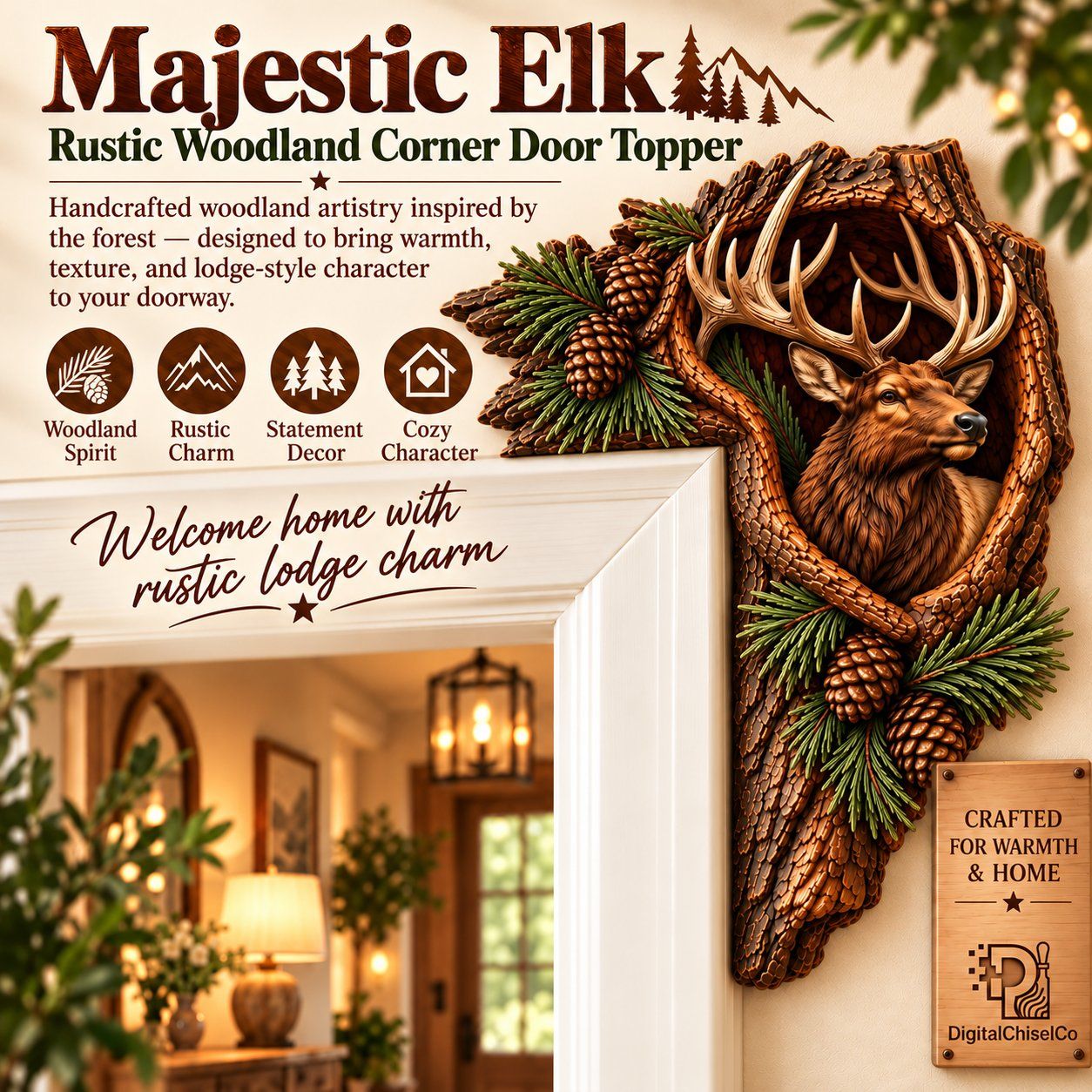 Majestic Bull Elk Wildlife CNC Relief STL bas-relief STL design