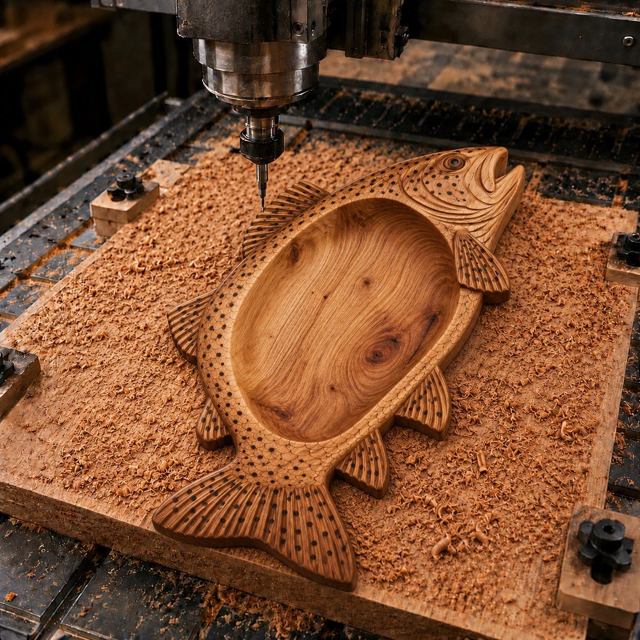 Brown Trout Fish Bowl CNC Relief STL bas-relief STL design