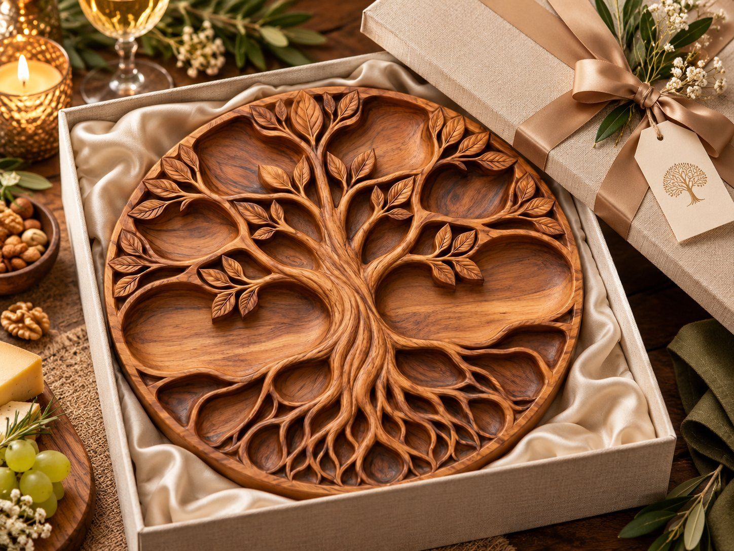 Tree of Life Carved Wooden Tray CNC Relief STL bas-relief STL — view 4