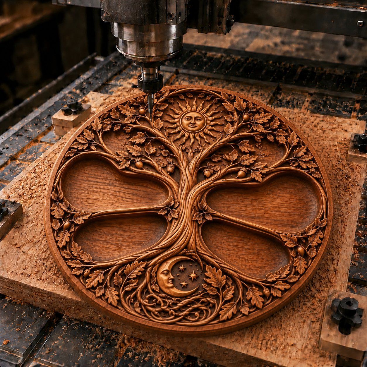 Tree of Life Sun Moon CNC Relief STL bas-relief STL design